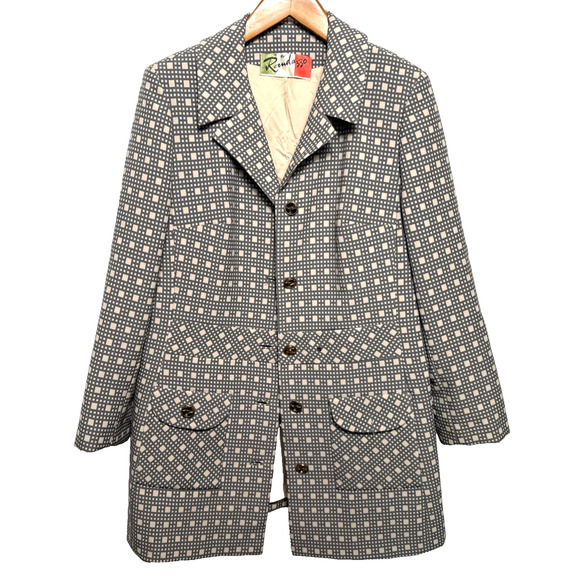 Vintage Retro Women’s Coat Size M/L Geometric Mid Length 1960s 1970s Fashion GUC - Picture 1 of 10